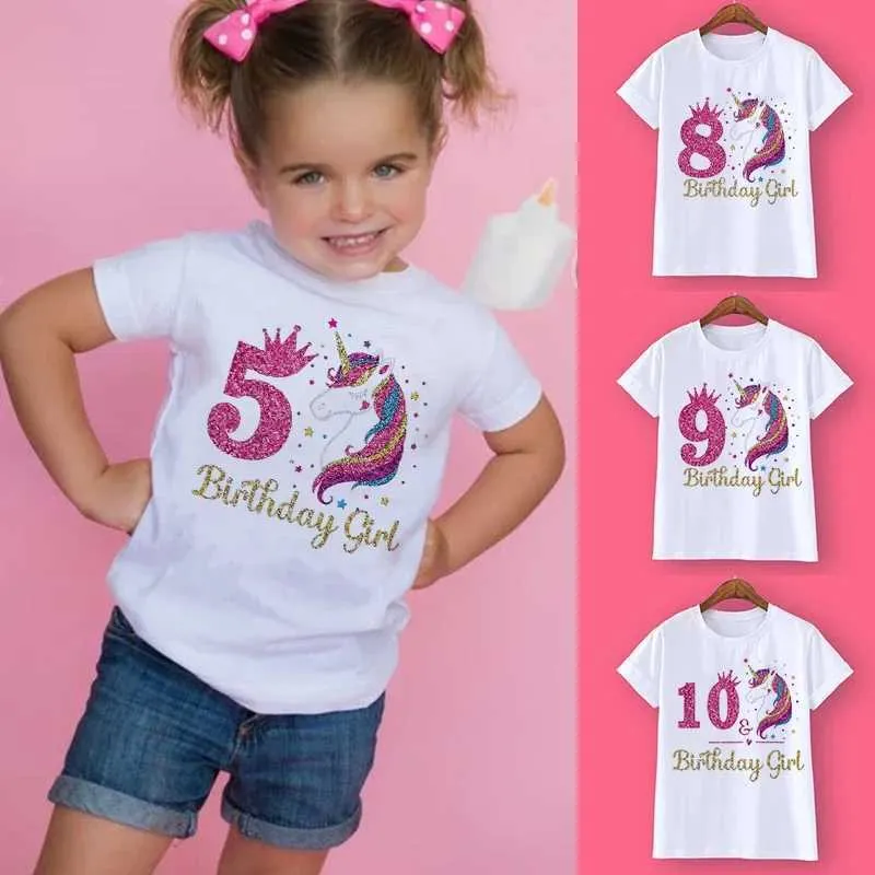 T-shirts Shirt Birthday 1-12 T-shirt d'anniversaire T-shirt Wild Tee Girls Party T-shirt Theme Clothes Kids Gifts Fashion Tops Tshirt T240513
