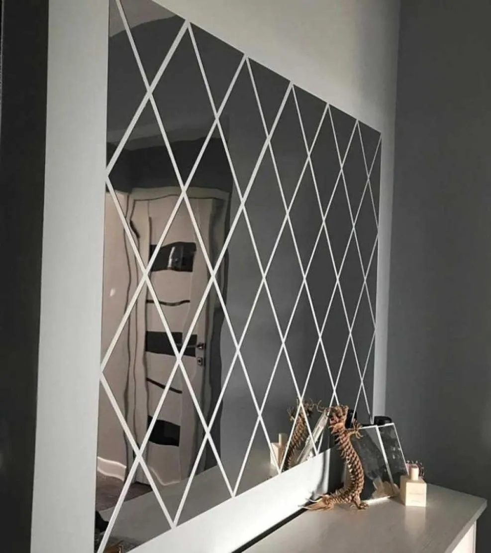 173258pcs DIY 3D Mirror Walk Naklejki ścienne Trójkąty Diamenty Trójkąty akrylowe naklejki na lusterkę ścienną dla dzieci w salonie wystrój domu 9853588