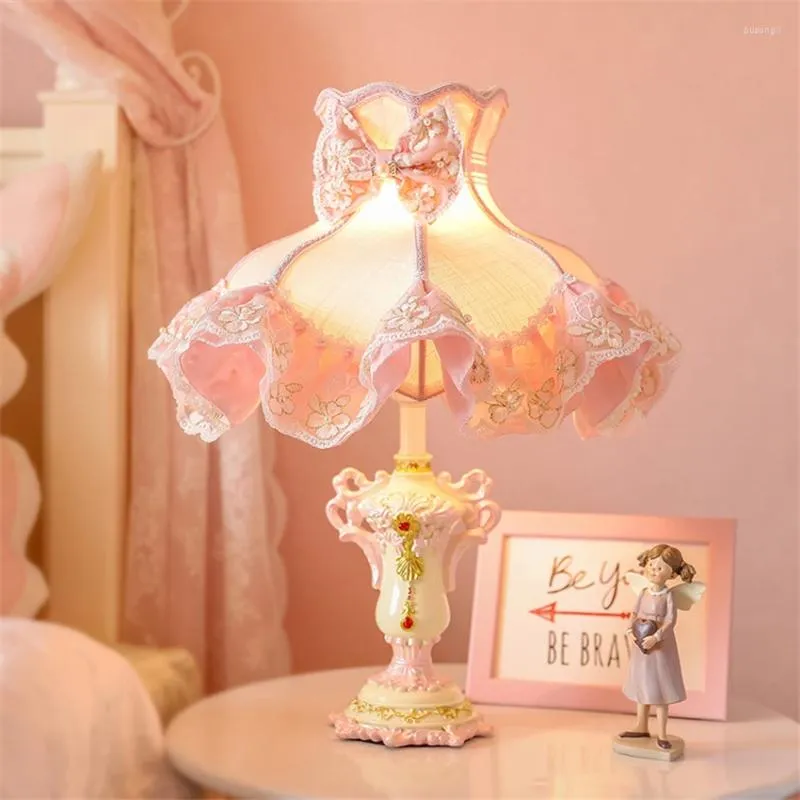 Tafellampen Noordse roze luxe kinderkamer meisje prinses bed lamp studeert woonhuis decoratie lichten