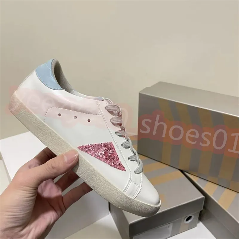 Golden Super Star Sneakers Metallic Casual Shoes Classic Do-Old Dirty Shoe Snake Skin Heel Suede Cream Sole Women Man White Leather Plaid platt Glitter Size35-46 Y52