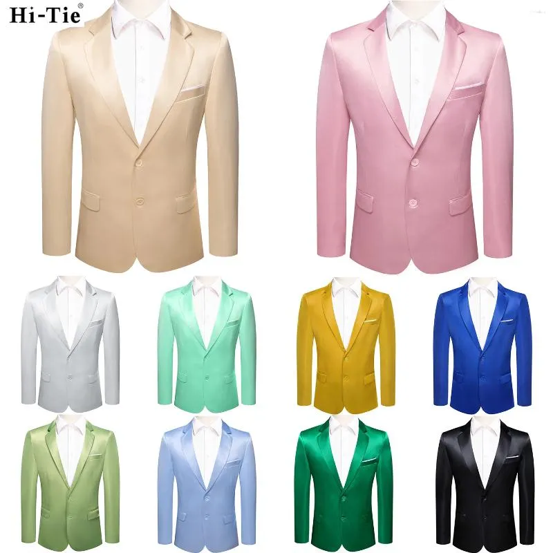 Herrenanzüge Hi-Tie-Champagner Jacquard Solid Herren Anzug Schal Kragen Smoking Blazers Jacke Mantel Bräutigam Kleid für Hochzeitsgeschäftsfeier