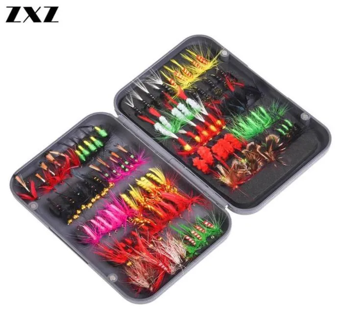 100st Artificial Lifelike Fly Fishing Lure Baits Set Floating Bee Insect Dry Flugor Lures Beer Wobbler Soft Bait Feather Hook PESC1302003
