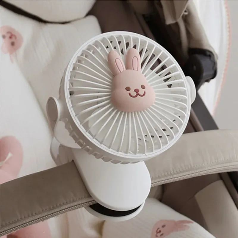 Ventilateurs de poussette mignon mignon ventilateur de clip portable pour le ventilateur de lit bébé 3 vitesses de batterie USB rechargeable ventilateurs pour le bureau à domicile 240513