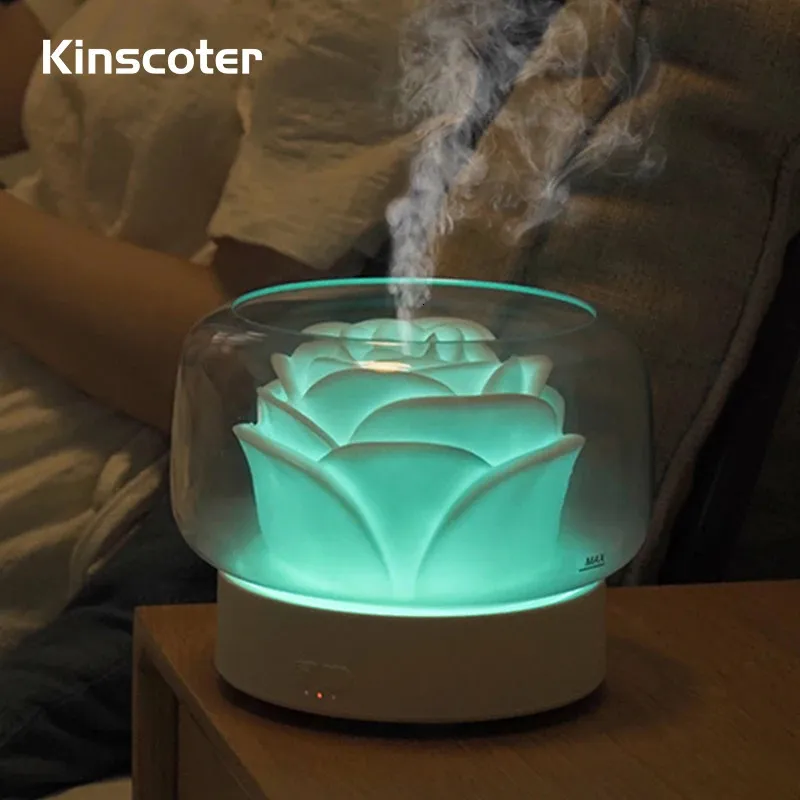 Kincoter 400 ml aroma fiore diffusore produttore di nebbia elettrica aromaterapia umidificatore d'aria di olio essenziale per le vacanze regalo 240508