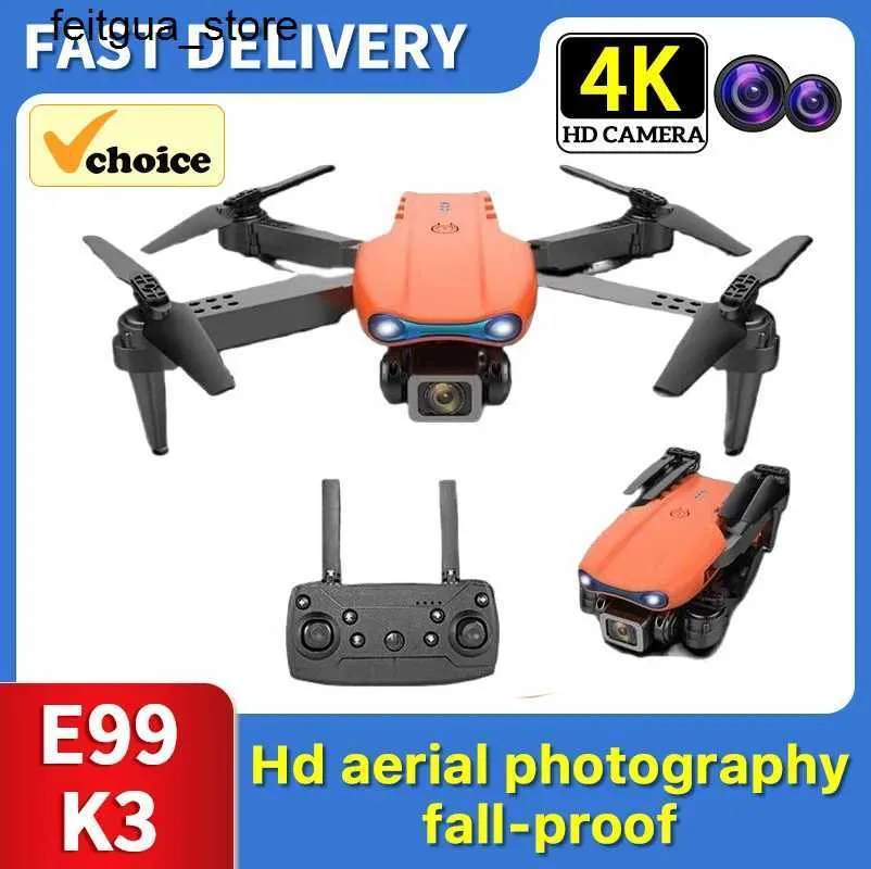 Drony K3 Drone 4K Wysokie rozdzielczość Dual Camera Składany cztery helikopter E99 Fotografia lotnicza stałej wysokości zdalnie sterowane samolotem zabawki S24513