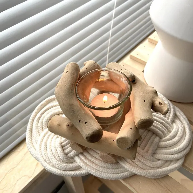 Candele Candele Nordic galleggianti galleggianti in legno in legno in legno Vintage Holder di tealight tazza di vetro arredamento per la casa