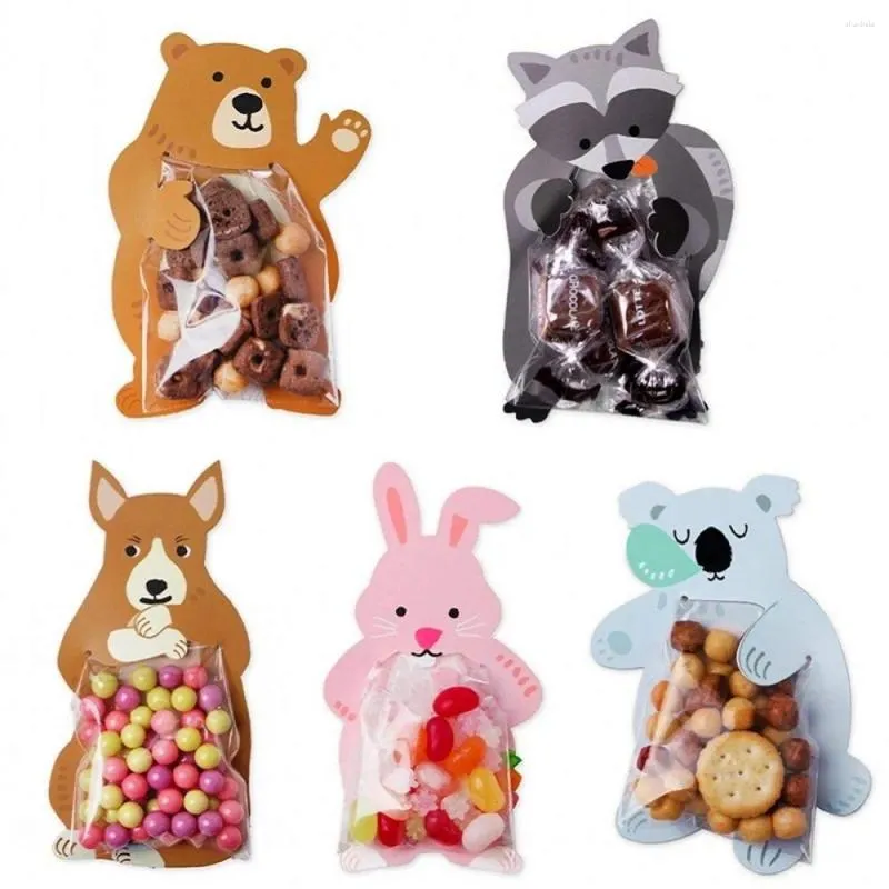 Wrap regalo 10 pezzi sacchetti di animali gravi caramella per baby shower decorazioni per feste di compleanno per bambini bookie book box biglietti d'auguri