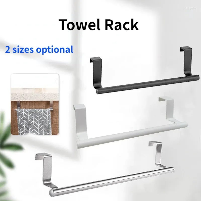 Ganchos 2 toalhas de tamanho sobre o bar da porta do armário de cozinha pendurar portador de banheiro prateleira longa gancho de parede Organizador da casa
