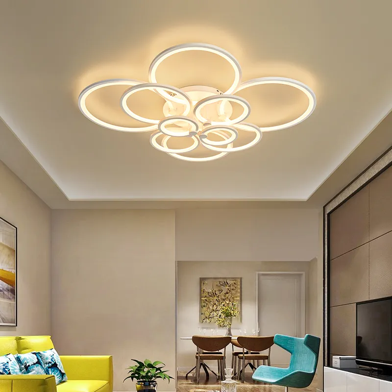 Modern Led Ceiling Light White Acrylic Flush Mount Lamp Chandelier Home Fixture Bedroom Dining Living Room Decor Luminaire