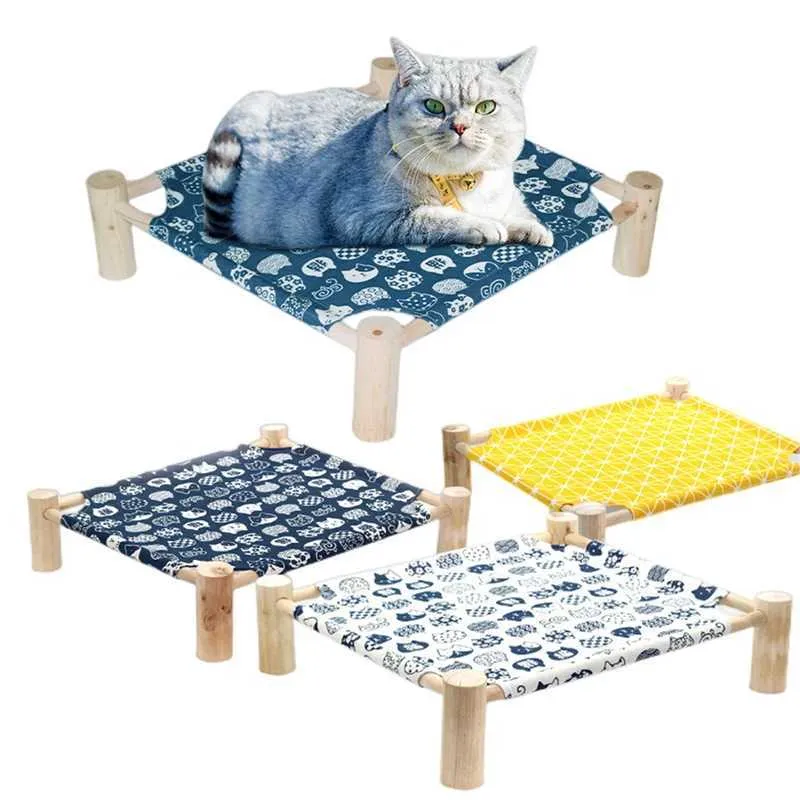 Кошачьи кровати мебель кошачья кровать дома на открытом воздухе универсальный кровать для домашних животных Снительная дышащая вешалка для домашних животных для кошки маленькая собака прочная деревянная рама холст