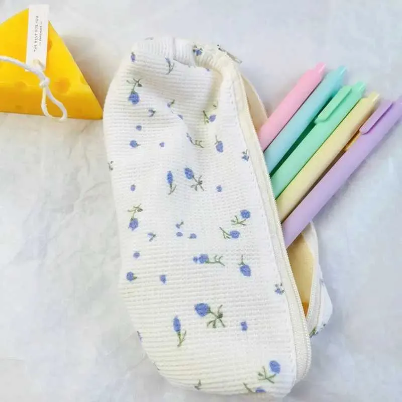 Sacs à crayons kawaii fleur de style frais sac crayon petite boîte de crayon de fleur mignon sac à crayon simple sac de rangement de rangement