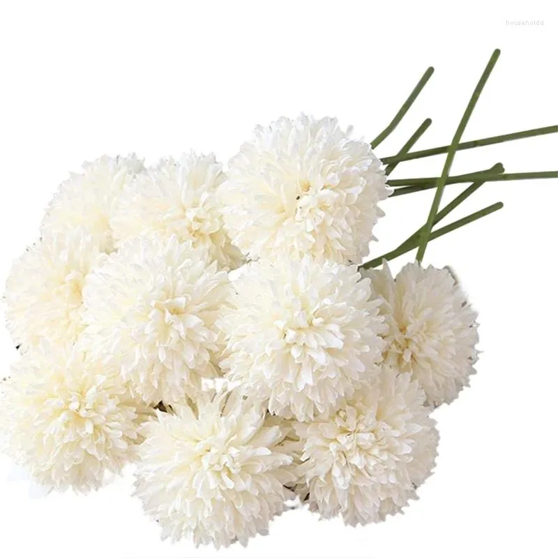 Decorative Flowers Artificial Chrysanthemum Ball Bouquet 10Pcs Present For Important People Glorious Moral