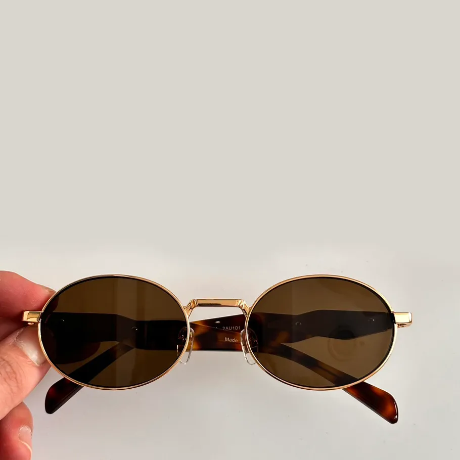 Oval Sunglasses Gold Metal Frame with Grey Lenses UV400  display picture 1