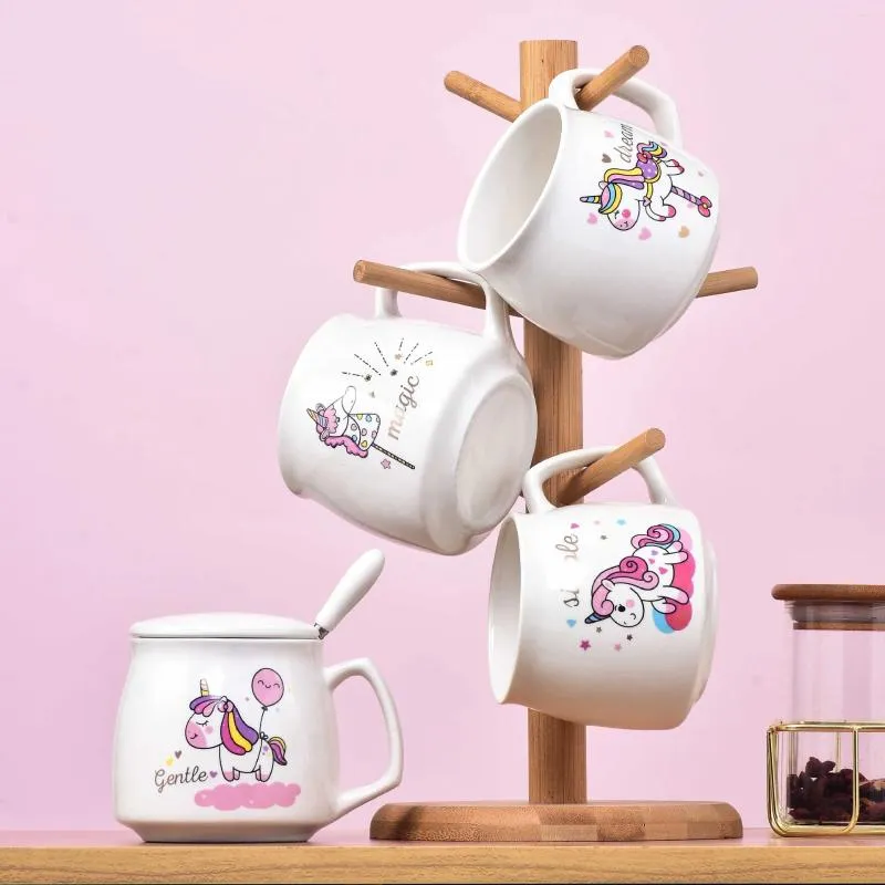 Tazze in ceramica creativa con animali carini Super Girl Baby che beve Coppa Breakfast Coffee Copon e cucchiaio