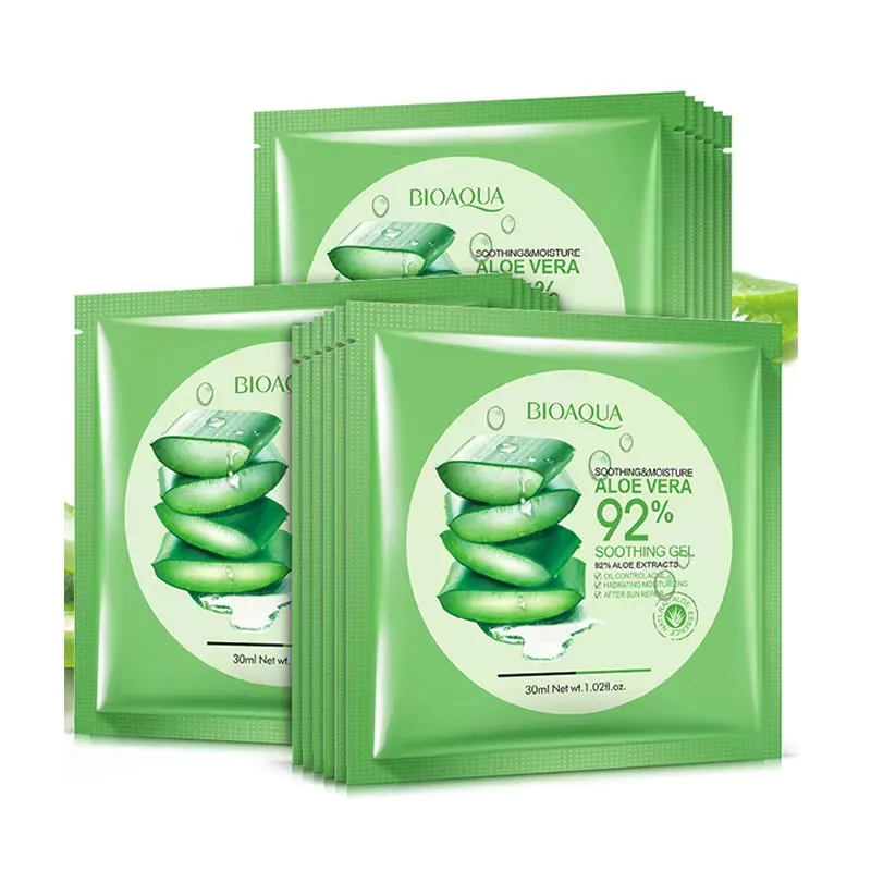 Bioaqua naturlig aloe vera gel ansiktsmask fuktgivande oljekontroll inslagna mask krymper porer ansiktsmask kosmetisk hudvård