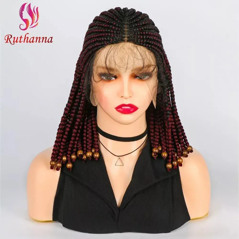 Mode Korte Bob gevlochten Wig Synthetische grote kanten vlechten haarpruik voor vrouwen 14 inch Afro hoogwaardige jumbo vlechten pruik cover 240506