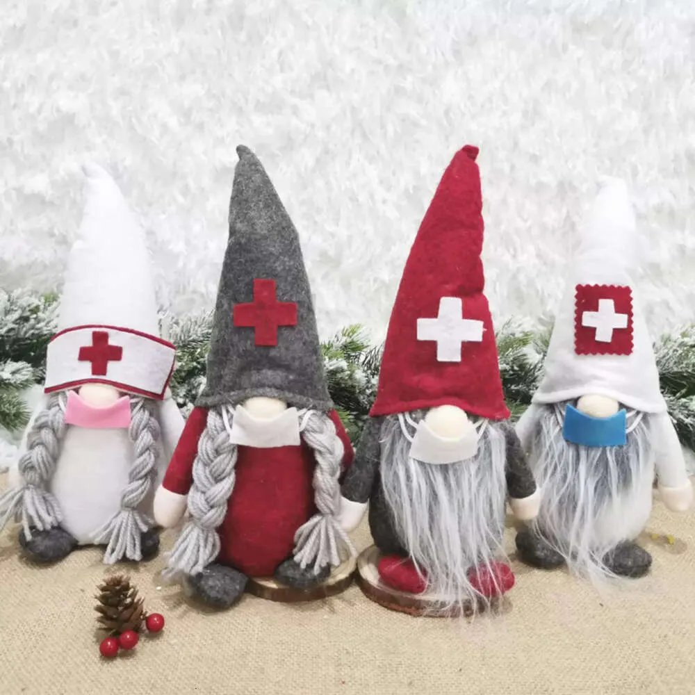 Gnome świąteczne pluszowe ozdoby lekarz pielęgniarka szwedzka santa świąteczna dekoracja drzewa wakacyjna dekoracja domu 1011 ation