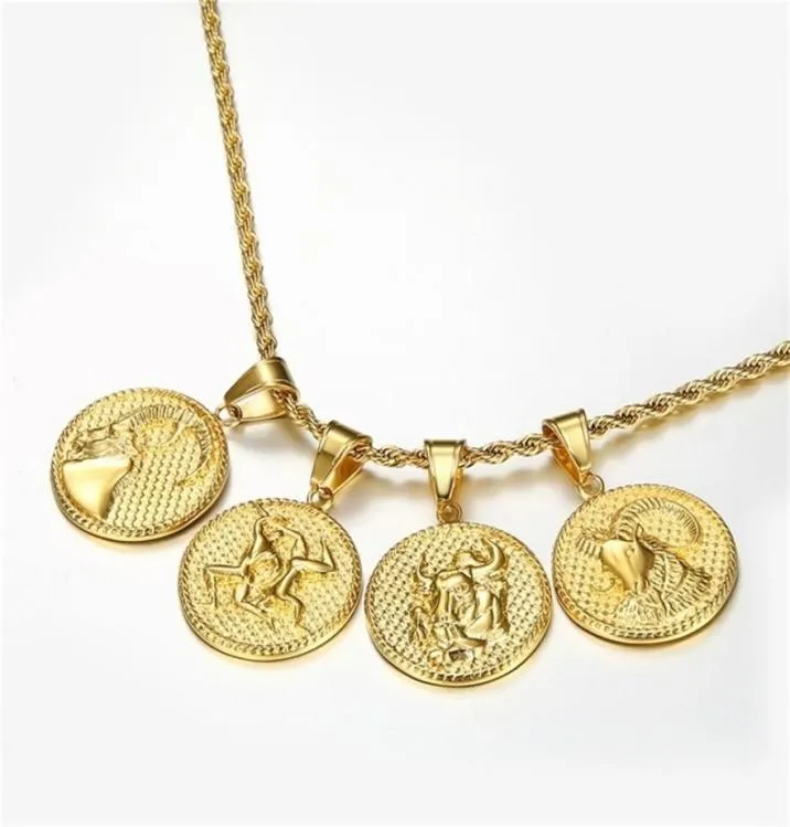12 Zodiac teken Horoscoop hanger kettingen voor heren dames goud aries leo 12 constellaties drop ketting sieraden 2010135797331