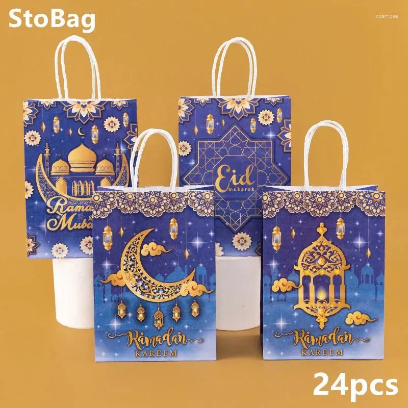 Geschenkwikkeling Stobag Eid Ramadan Papieren zak Verpakking Candy voor moslim maanchocolade Supliy Groothandel 24 stks