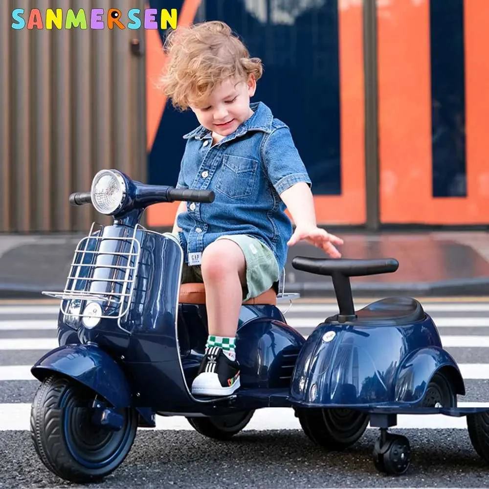 Poussettes # voiture électrique pour enfants moto électrique à 3 roues conduisant sur des véhicules à double disque à double promenade