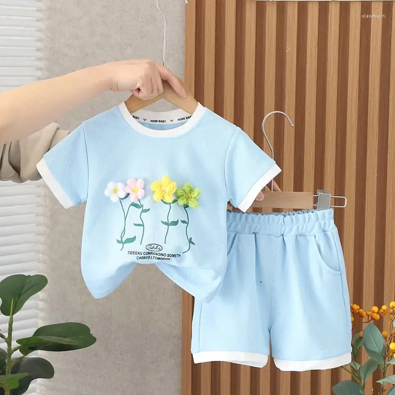 Ensembles de vêtements Version coréenne du style mignon fille bébé bébé à manches courtes shorts frits