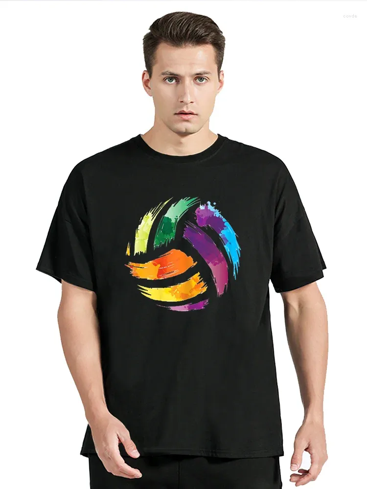 Herr t-skjortor färgglada volleybollskjorta söta färger plash boll present män kvinnor bomull t-shirt grafisk överdimensionerad t-shirt kläder toppar