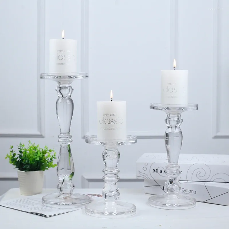 Candle Holders European Transparent Crystal Glass Holder Romantic Wedding Centerpieces Tables Coffee Decor Candelabra Home Decoration