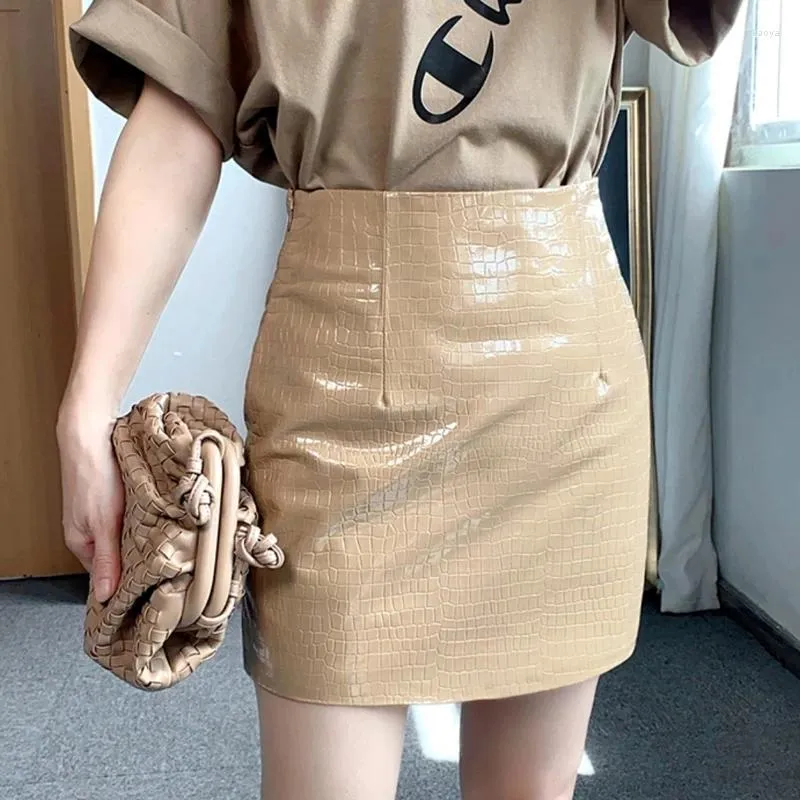 Spódnice oryginalne skórzane krokodyl ziarno owcza skóra seksowna mini spódnica kobiet 2024 Spring South Korean Fashion High talia Retro A-line