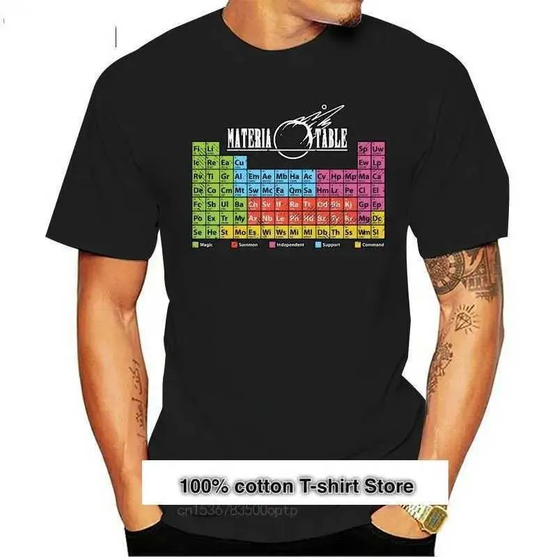 Men's T-Shirts Camiseta de Final Fantasy Materia Table para hombre camisa negra nueva T240510