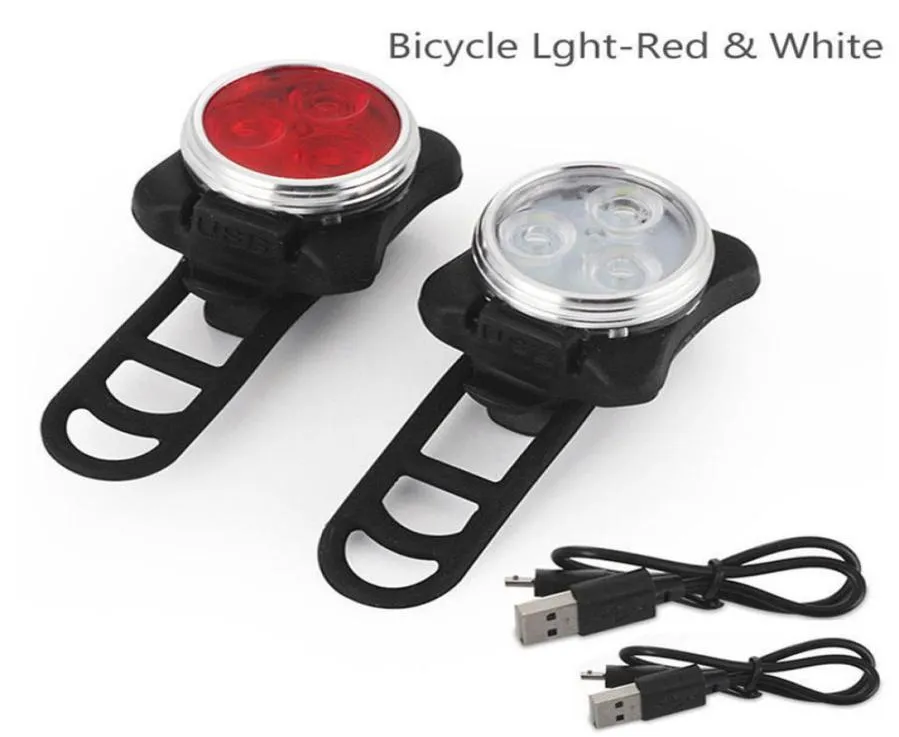 Biciera ricaricabile USB da 1 coppia Set di bici super luminosa e avvertimento per la sicurezza della luce della bicicletta LED posteriore 2A28T C1904130150150158365954096