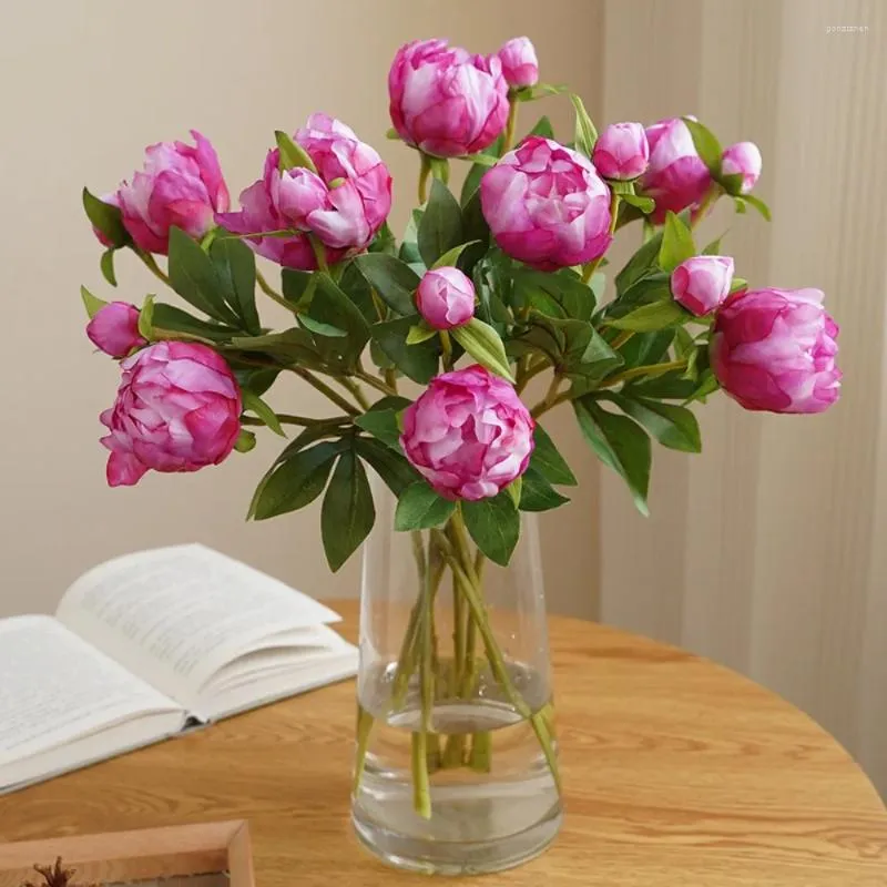 Decorative Flowers European-Style Artificial Flower Arrangement 2 Head Small Peony Art Silk Simulated