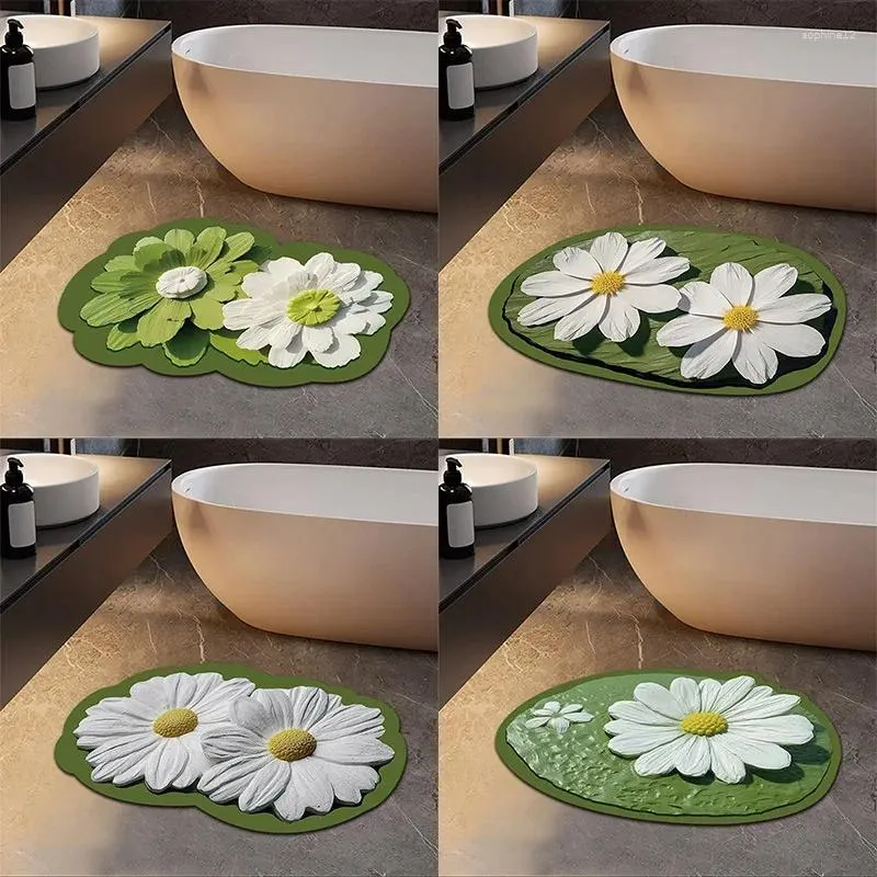 Maty do kąpieli Super chłonna matę 3D Lotus gumowy dywan w łazience bez poślizgu Wejście Wejście do drogi skóry dywan dywan kuchenny dywaniki