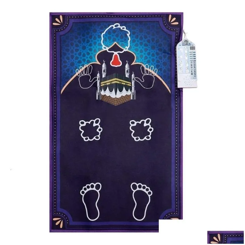 Blankets Electronic Interactive Worship Blanket Islamic Eid Mubarak Electric Prayer Mat Carpet Muslim Children Educational Toys Rug Dhnqb