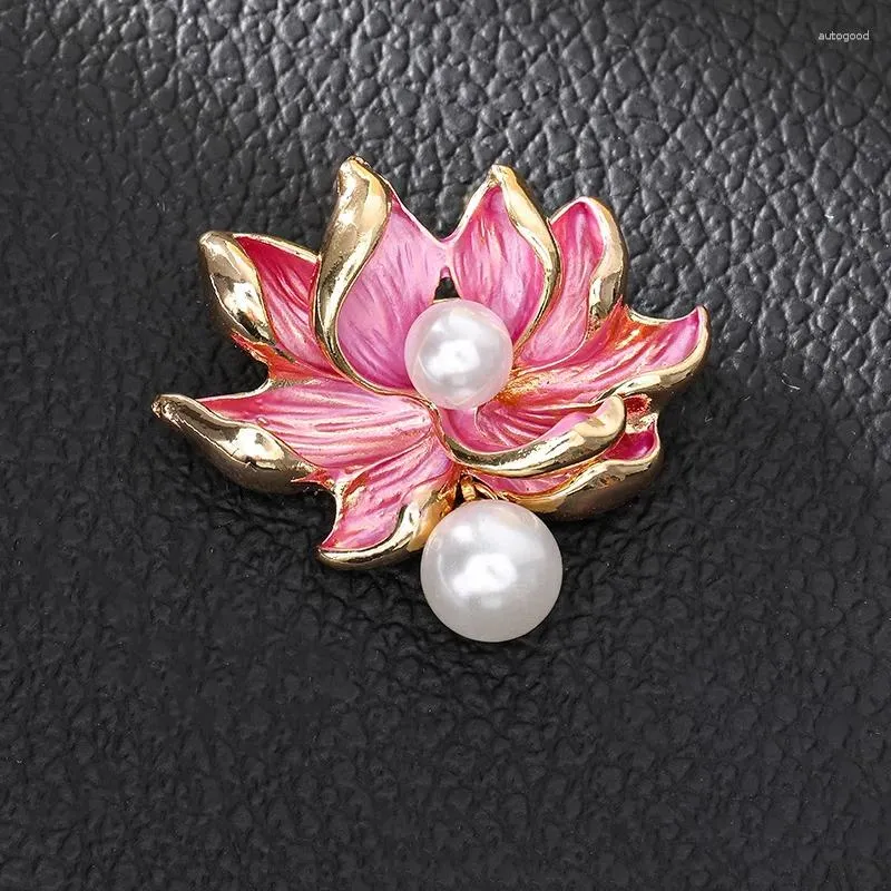 Broches style chinois lotus broch imitation pendel pendentif rose flear plante fleuri