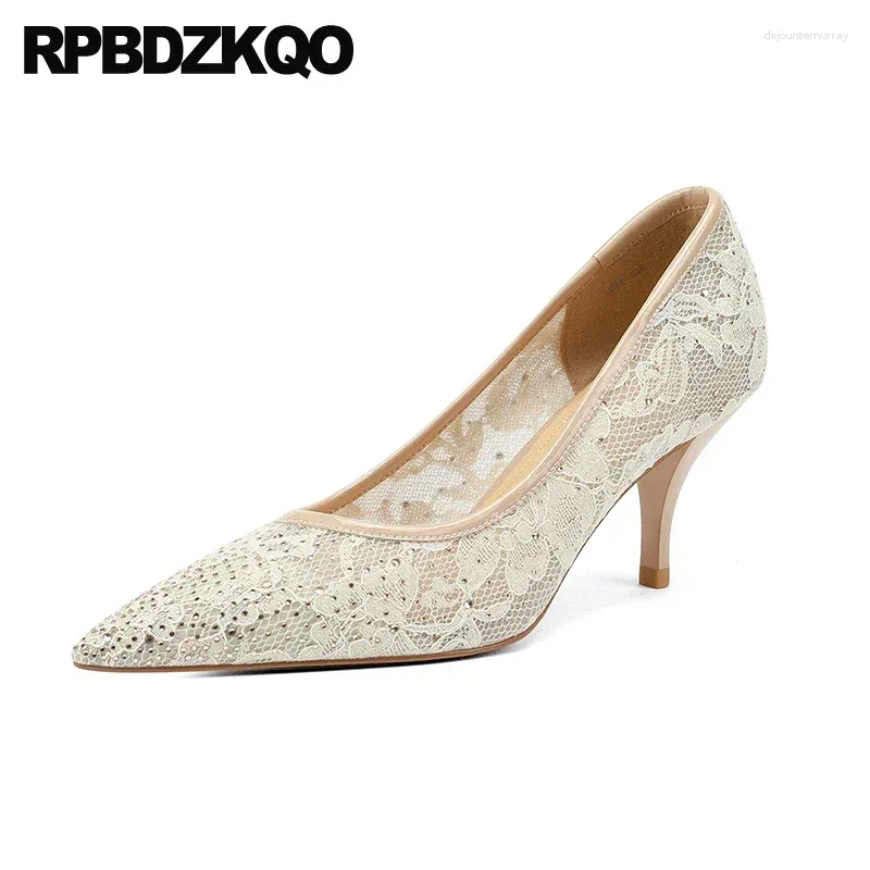 Chaussures habillées Mariage blanc talons hauts en dentelle noire Rigiane beige Designer Femmes Luxury 2024 Point Point Scarpin Stiletto Slip on Pumps