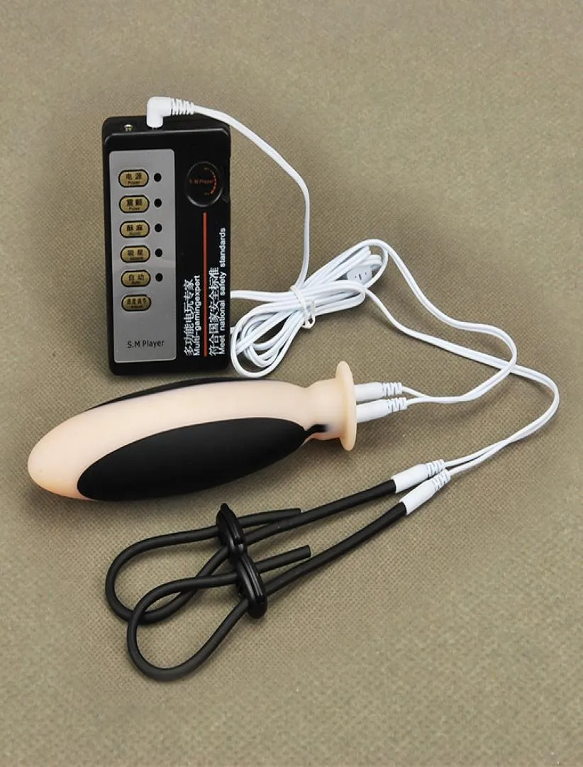 Электрический удар для взрослых продуктов с петуховым кольцом Acv SM Anal Plug Sex Toys Electro Sex Gear Massager1407689