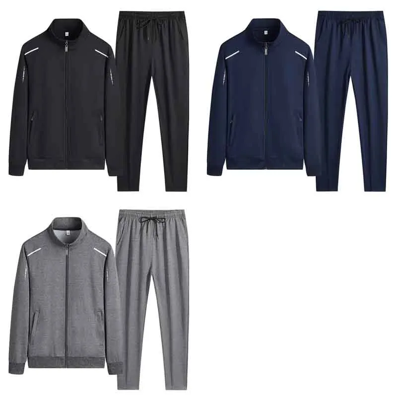 Frühlings- und Herbst-Sportanzug Herrenjacke Designer Casual Running Two-Tie-Set von Jugendhodie Black Blue Fir Long Sleeve
