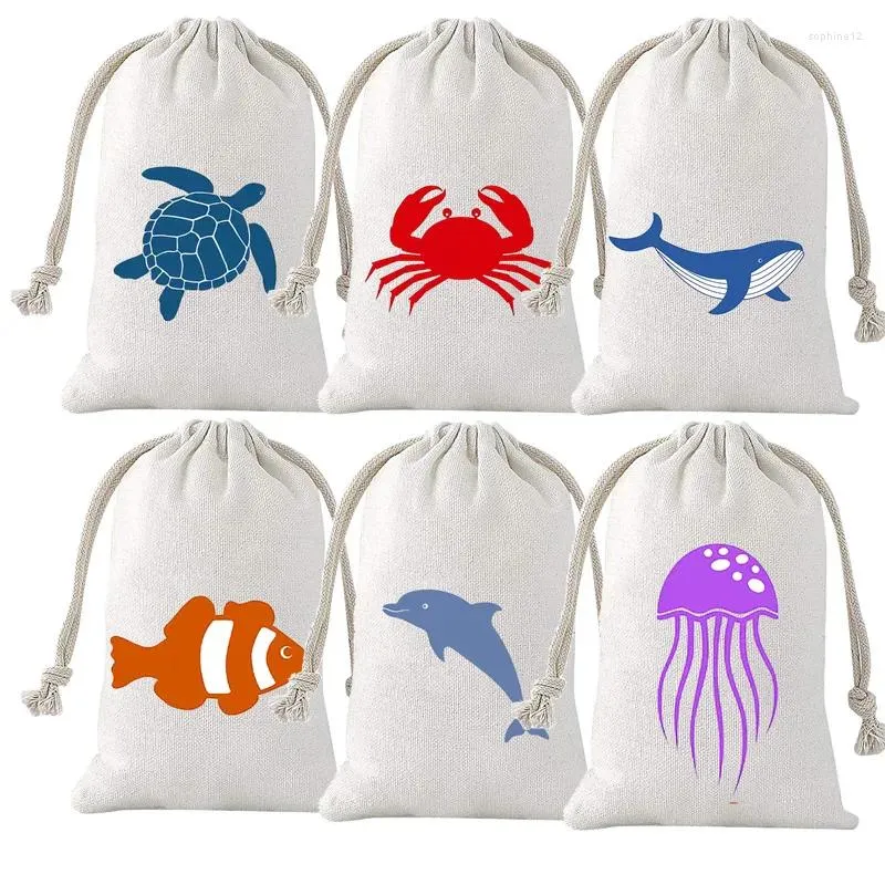 Wrap regalo 5pcs Ocean Animal Bags Under the Sea Kid Boy Girl 1 ° 2 ° 3 ° compleanno DEGITAZIONE DECOLAZIONE DECOLAZIONE DEGI
