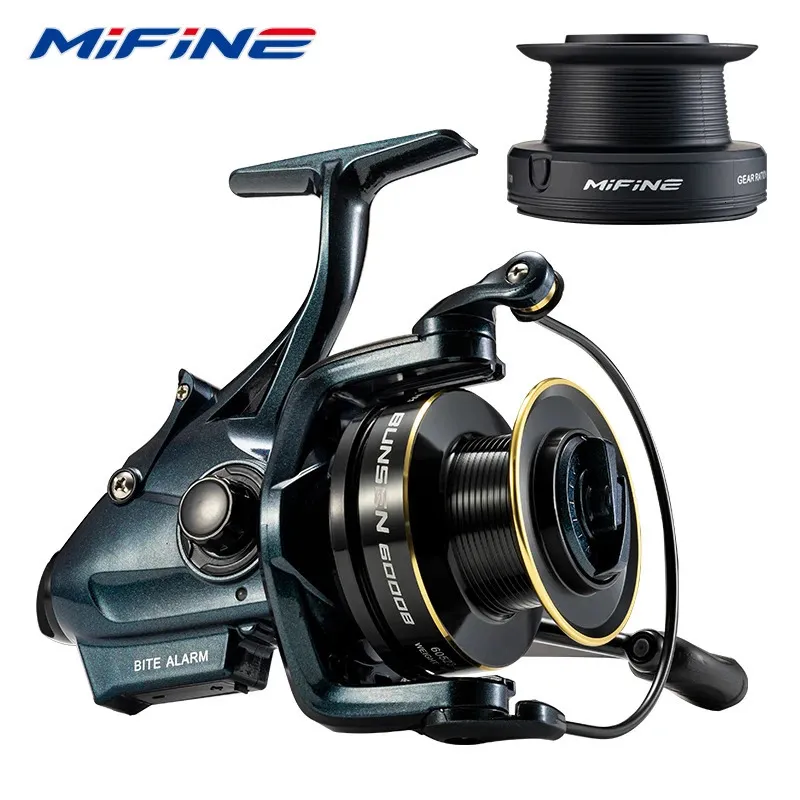 Mifine Bunsen Spining Spining Fishing Reel with Fish Bite Alarm 표시 6000 7000 앞면 Daul Drag 10kg 61bb 4.7 1 잉어 낚시 240511