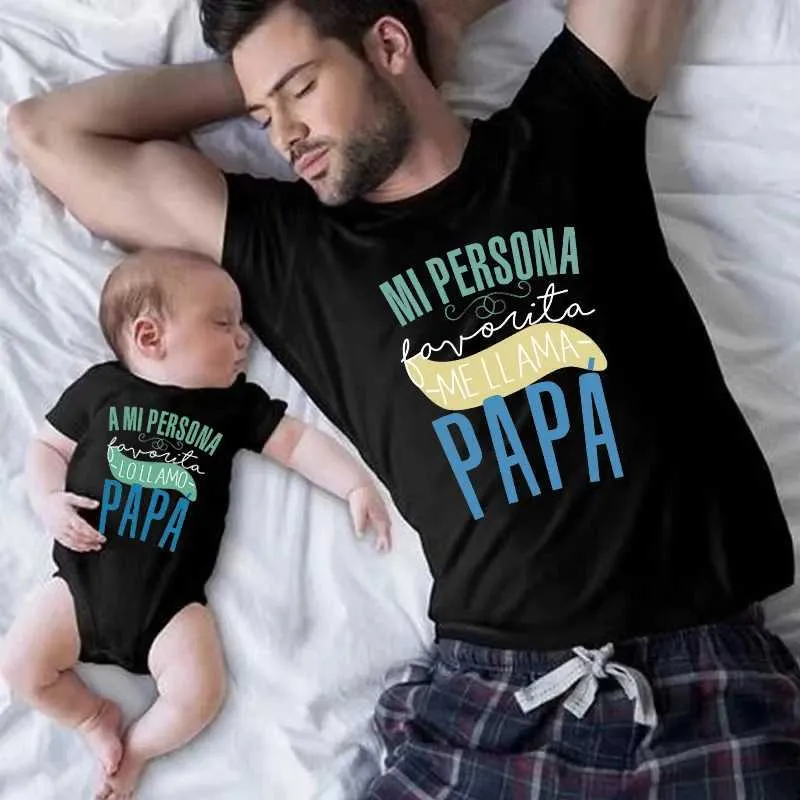 Rodzinne stroje Zabawne, moja ulubiona osoba nazywa się My Dad Family pasujące stroje wyglądają tatusdy tshirts baby rompers ojcowie koszulki ubrania t240513