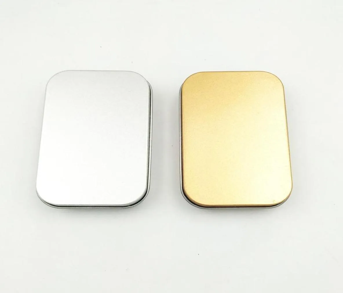 Boîte en étain vide Silver Gold Metal Storage Box Box Boîte Organisateur de Money Coin Candy Keys U Casque Disk Box6319171