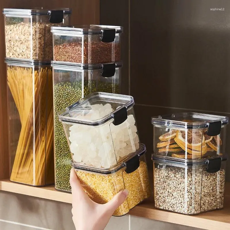 Bouteilles de rangement de qualité alimentaire pots scellés en plastique mélangés réfrigérateur empilable transparent boîtes de bonbons frais