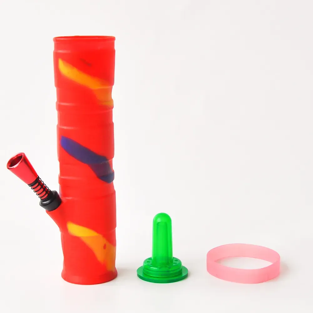 Portable Silicone Bong unbreaken water bongs glass pipe Smoking Oil Concentrate Metal Plastic Pipe 
