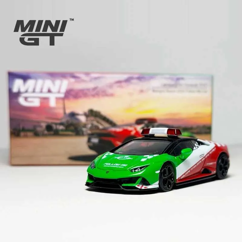 Diecast Model Cars MINIGT1 64 guide car evo calf supercar police car alloy car model #193 left rudder T240513