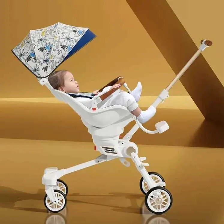 Poussettes # Une nouvelle poussette légère peut être transportée sur l'avion bébé pliable peut s'asseoir et se coucher dans la voiture trolley quatre roues H240514