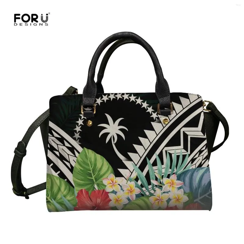 Axelväskor Chuuk Tribal Tropical Floral Print Luxury Bag Elegant Female Large Totes Crossbody For Women Zipper Pu Handbag Sac