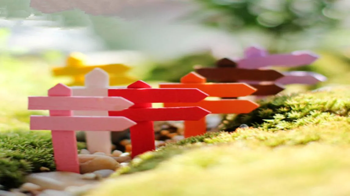 Mini Miniature Wood Fence Signpost Craft Garden Decor Ornement Plant Pot Micro Landscape Bonsai Doy Dollhouse Fairy JC2953812150