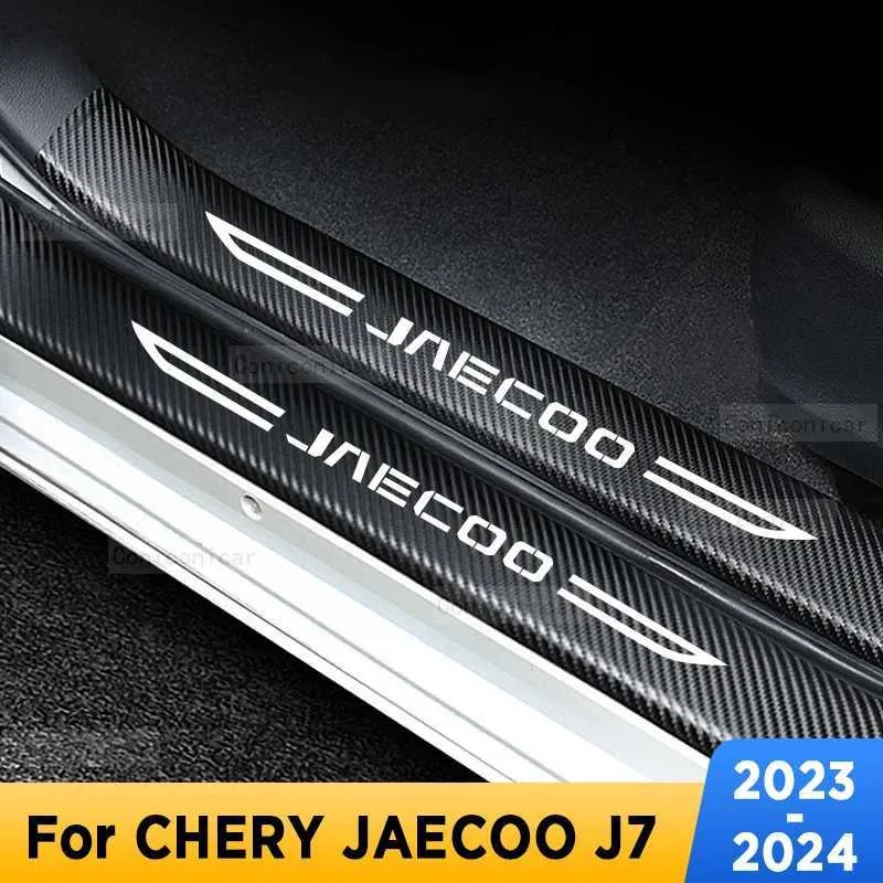 Car Stickers Car Door Sills Scuff Plate Threshold Protector Interior Imitation Carbon Fiber Sticker Accessories For CHERY JAECOO J7 2023 2024 T240513