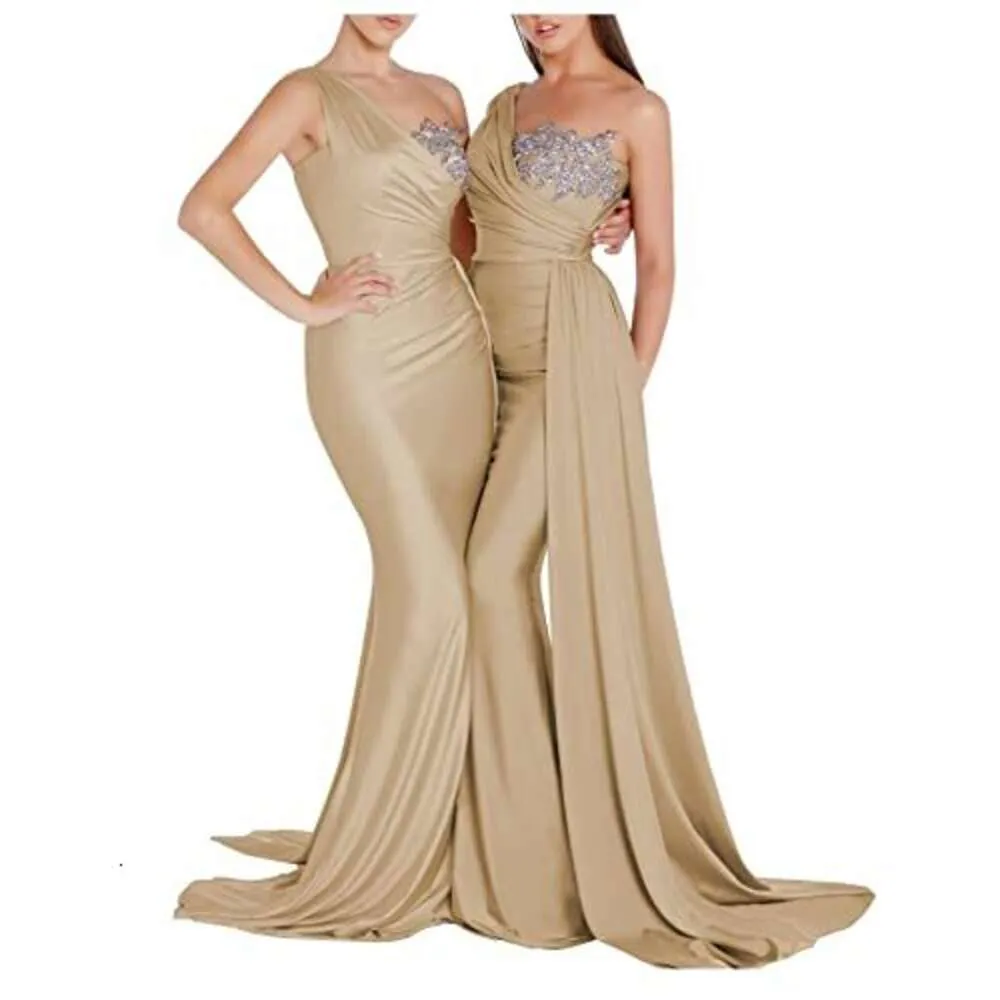 One Shoulder Bridesmaid Dresses for Wedding Satin Mermaid Prom Dress Bodycon Formal Evening Gowns