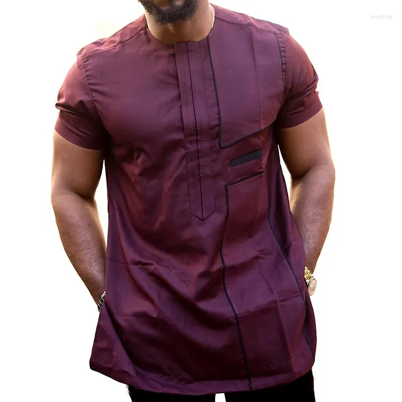 Etnische kleding Kaftan Men Draai Shirts Hip Hop Robe Afrikaine Dashiki Africa Afrika Casual T-shirt Fashion T-shirt Homme 2024 Zonder Pant